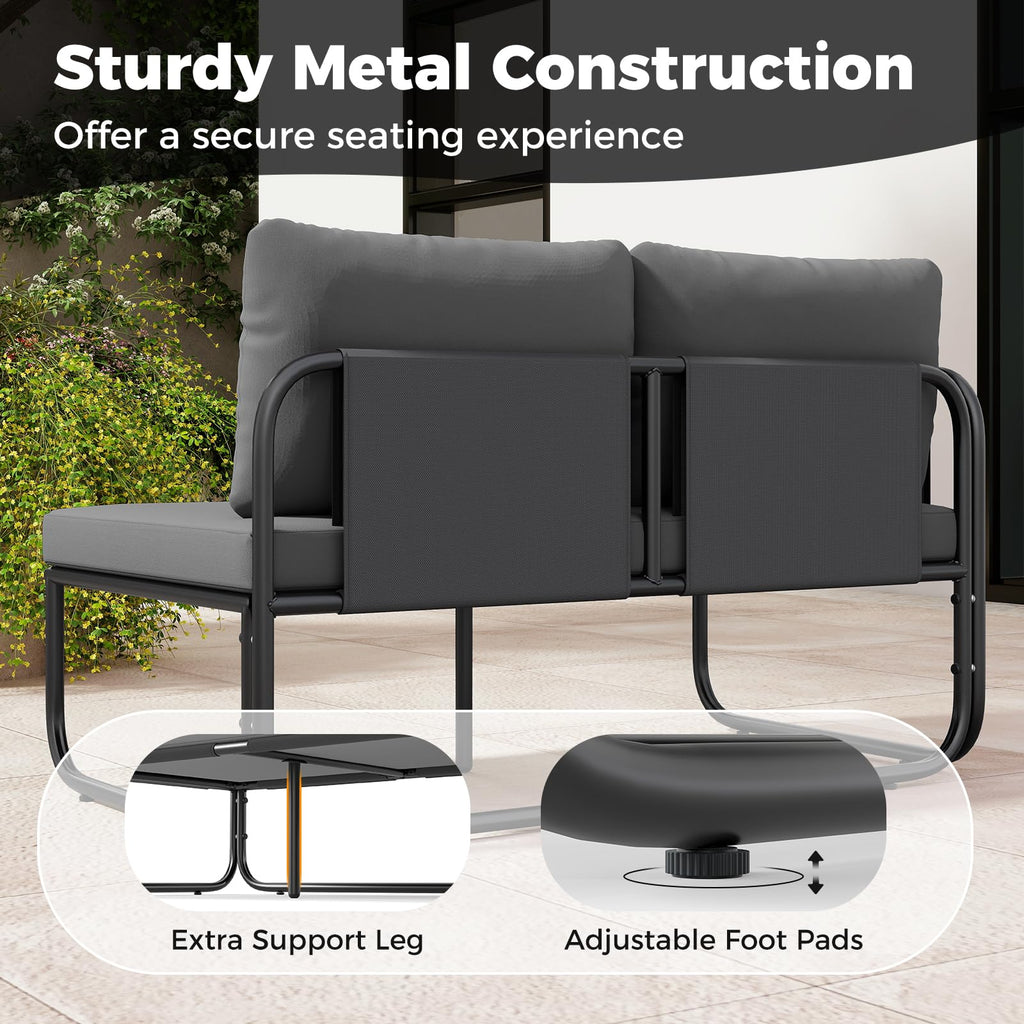Tangkula 4 Pieces Patio Furniture Set with Cushions and Tempered Glass Coffee Table