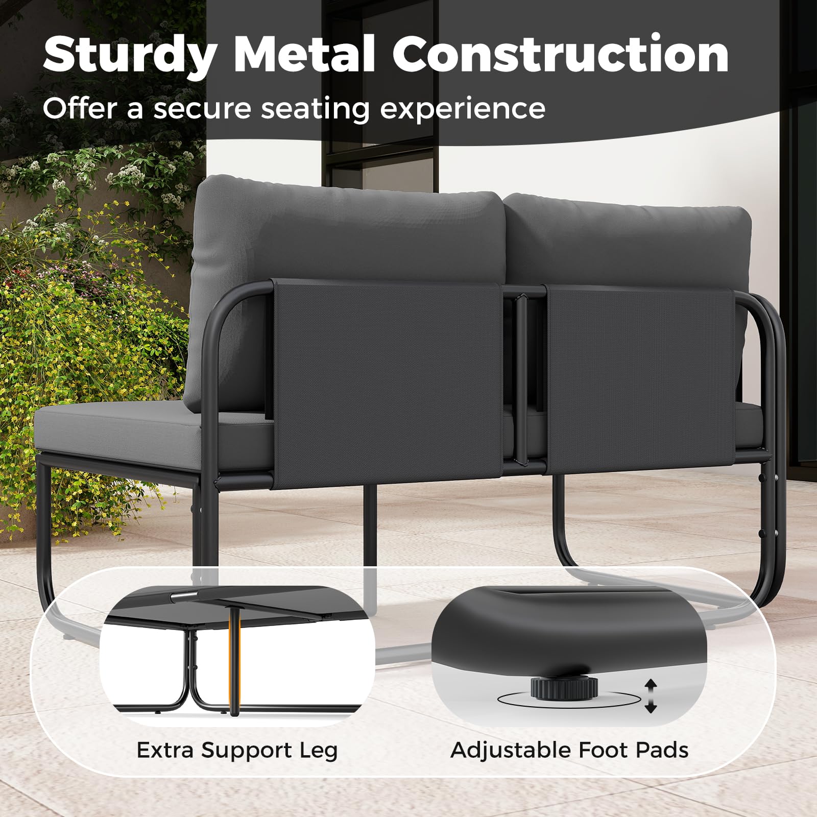 Tangkula 4 Pieces Patio Furniture Set with Cushions and Tempered Glass Coffee Table