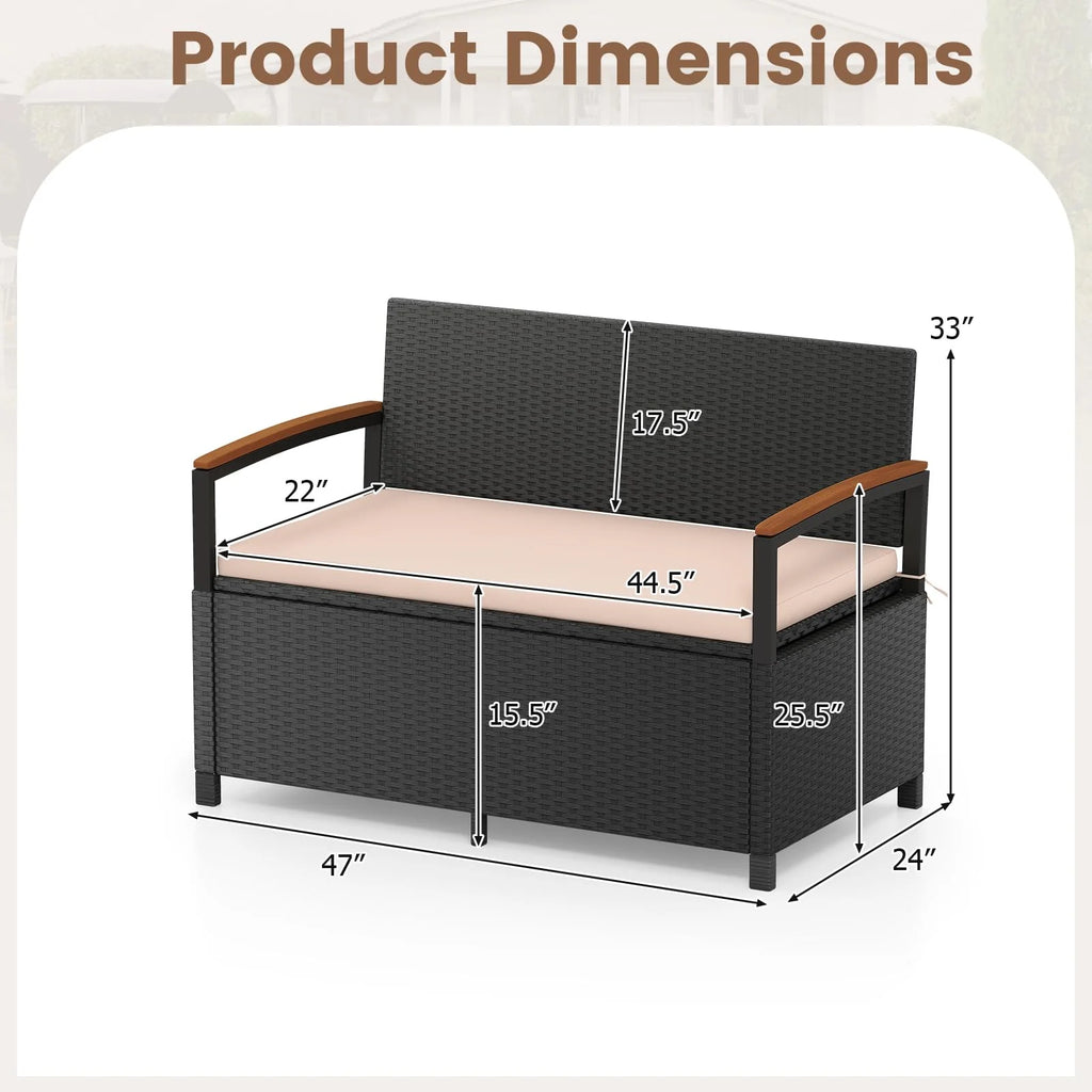 Tangkula 46 Gallon Outdoor Bench with Storage
