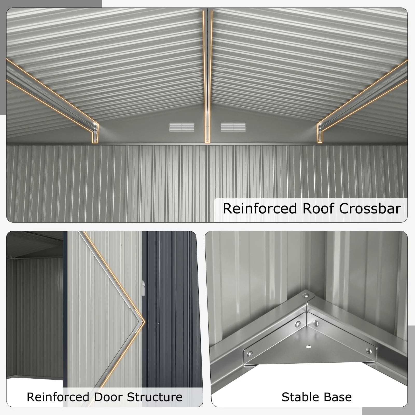 12 x 9.8 FT All-Weather Outdoor Storage Shed, Rustproof Galvanized Metal Utility Tool Shed w/Lockable Door, Pitched Roof, Windows