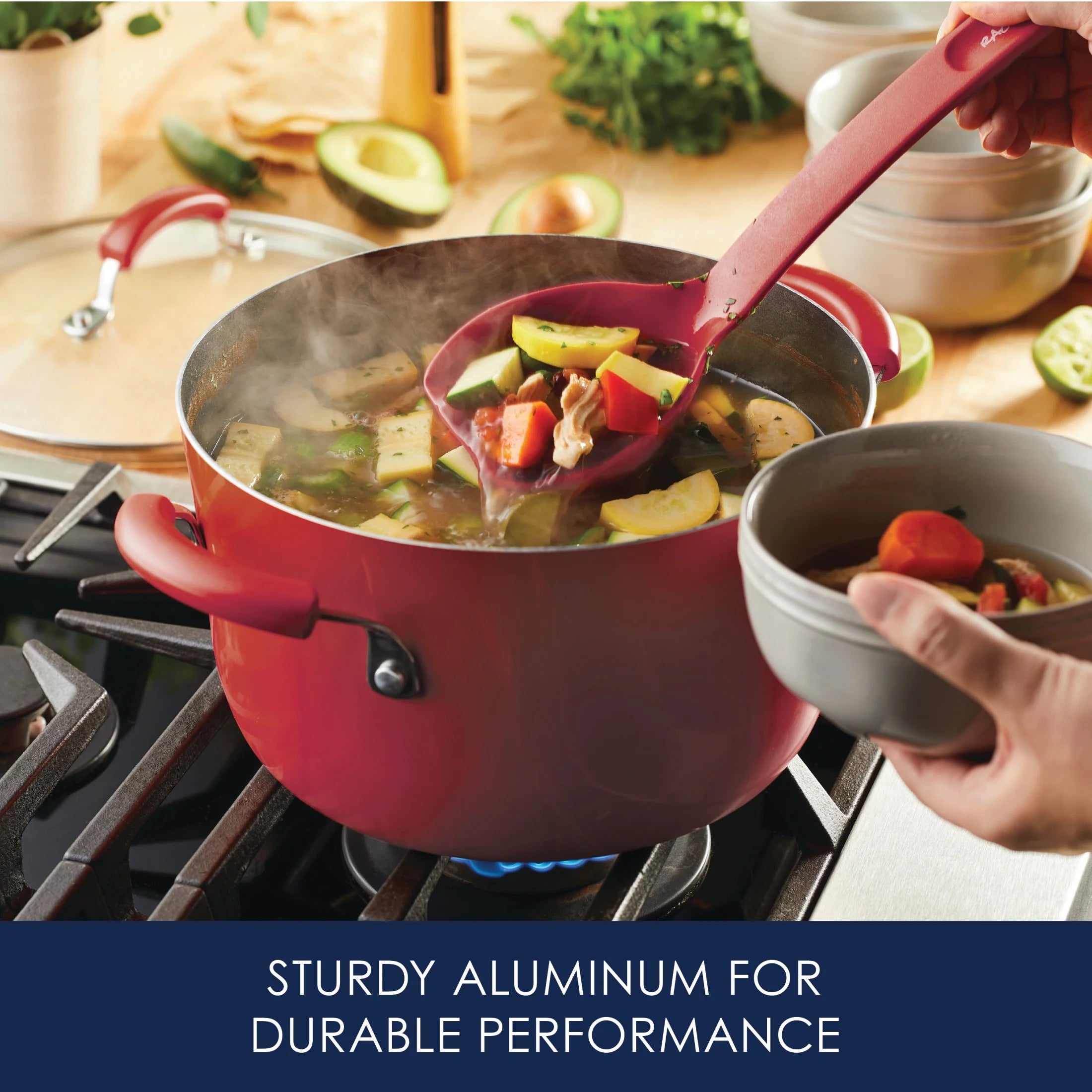 Rachael Ray 15 - Piece Nonstick Pots and Pans Set/Cookware Set, Marine Blue