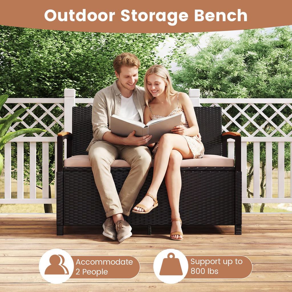 Tangkula 46 Gallon Outdoor Bench with Storage