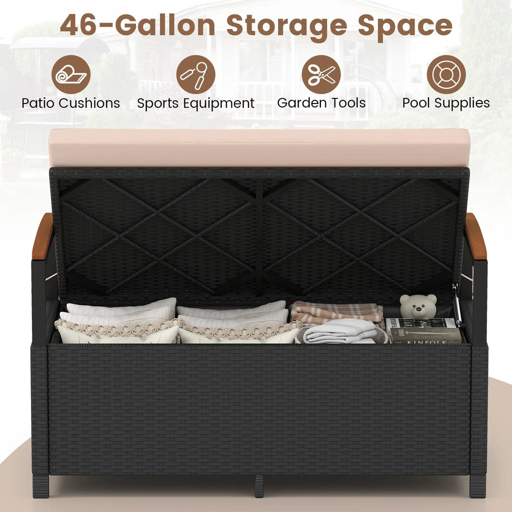 Tangkula 46 Gallon Outdoor Bench with Storage